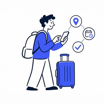 Voyageur réservant son dépôt de bagages en ligne