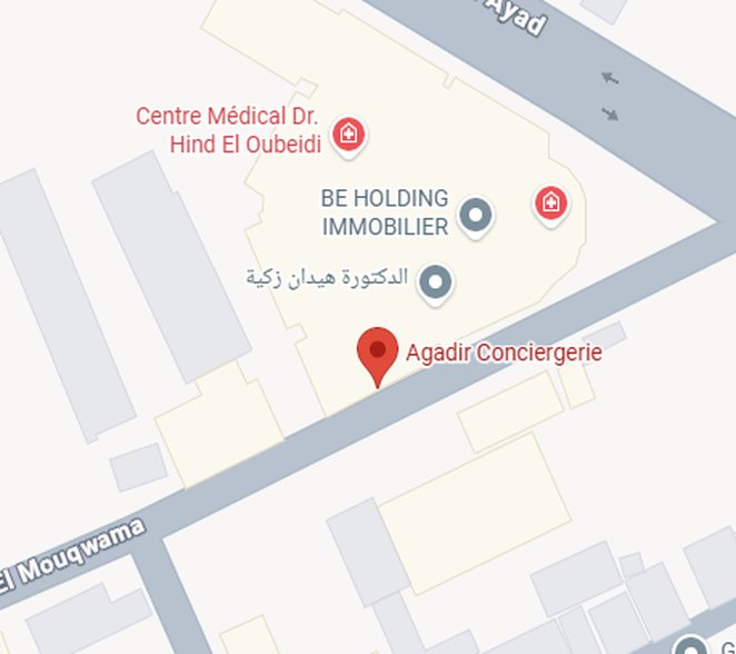 Carte du point de dépôt près du Souk El Had à Agadir